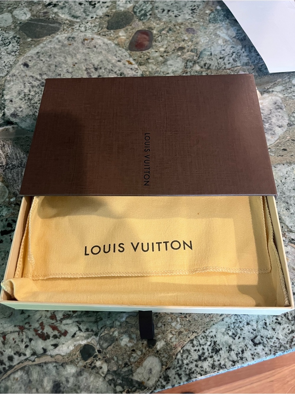 Louis Vuitton Brown Box with Yellow Branded Dust Bag